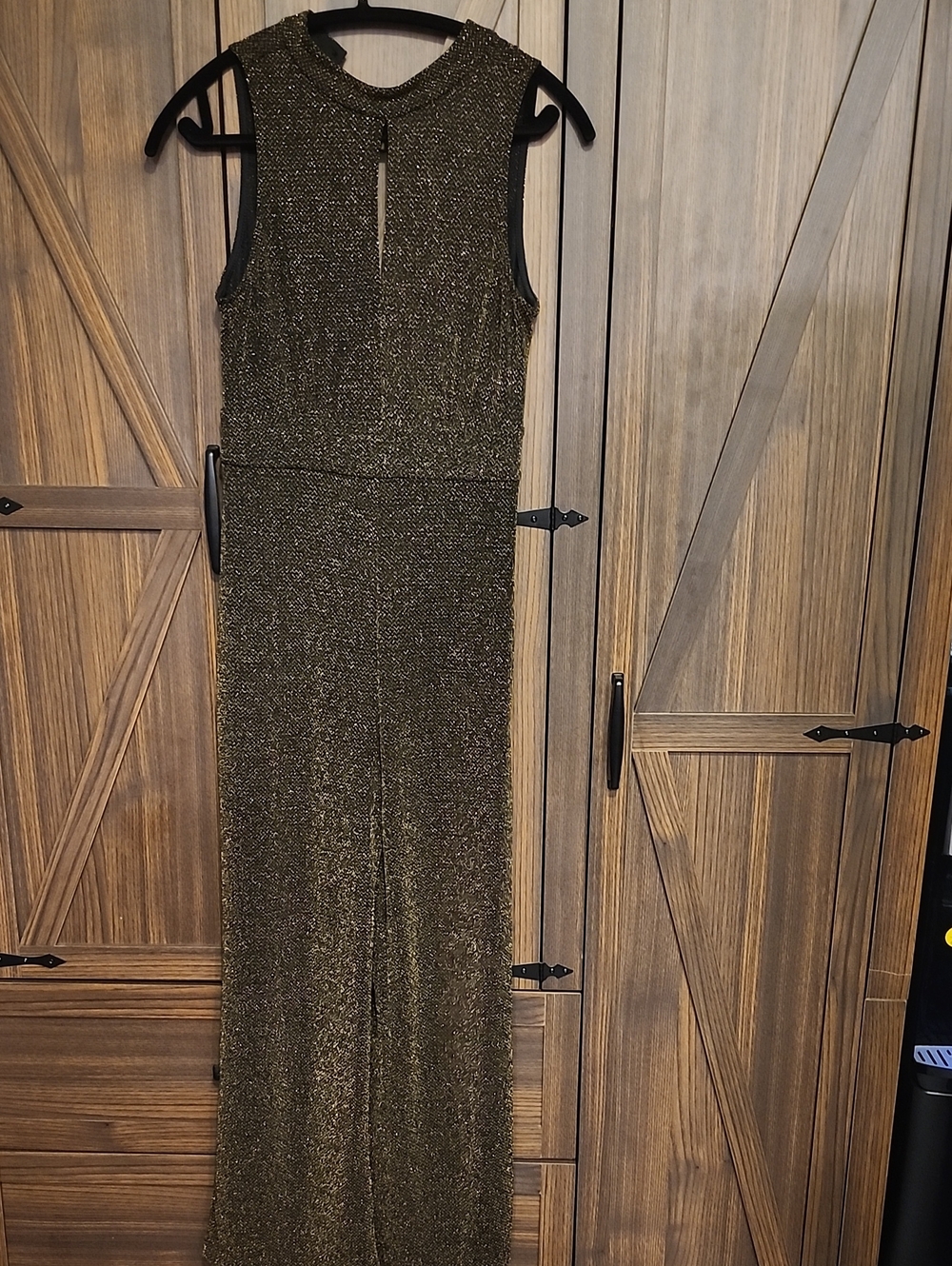 Dynamite Sleeveless Metallic Gold Jumpsuit
